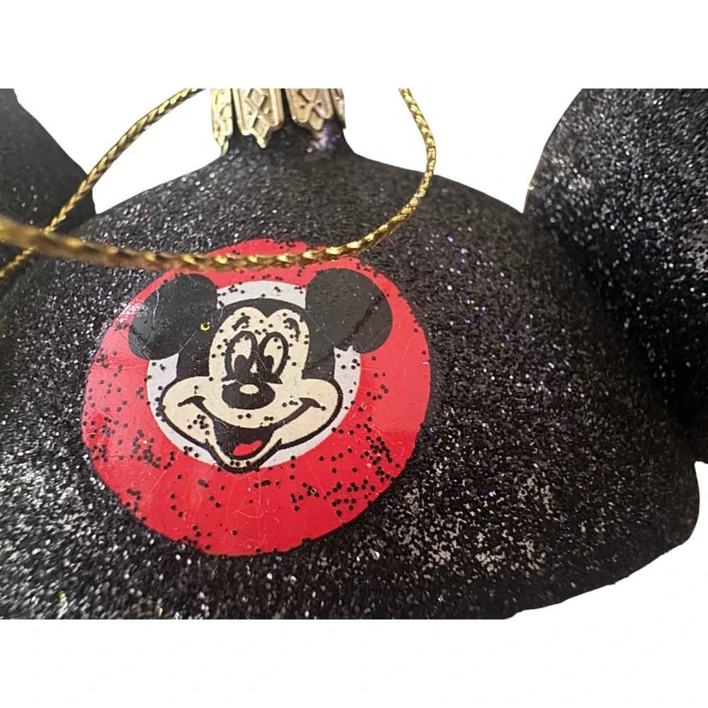 Disney Mickey Mouse Snowman Glass Ornament Glitter Frosted Holiday 2020 Preloved